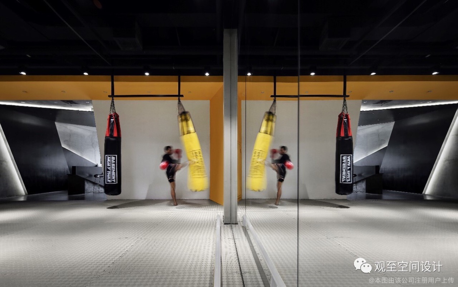 Fighter training at BMT gym mirror room